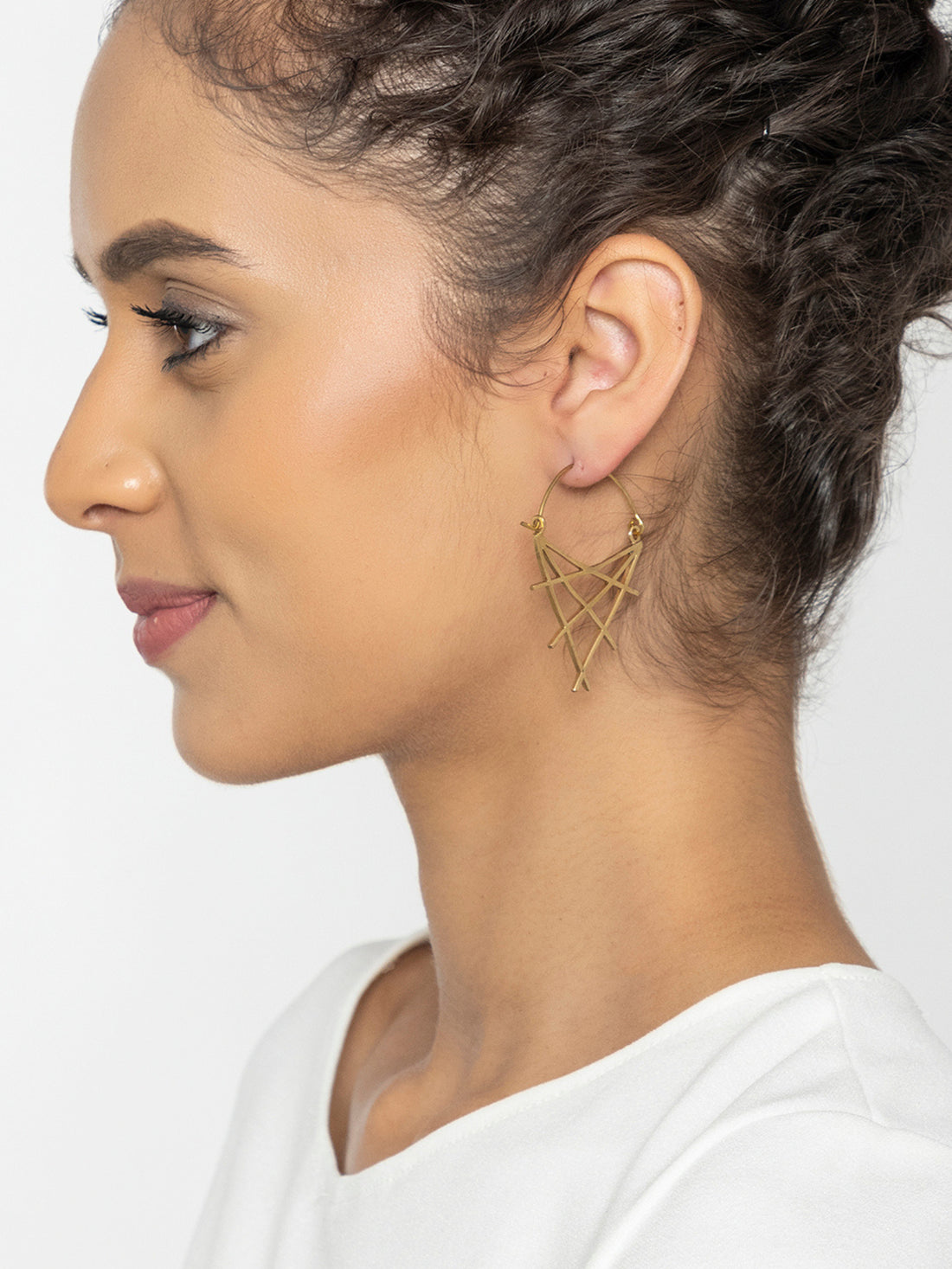 Work Wear Hoops Earrings - Western Gold and Silver-Plated Brass Earrings By Studio One Love