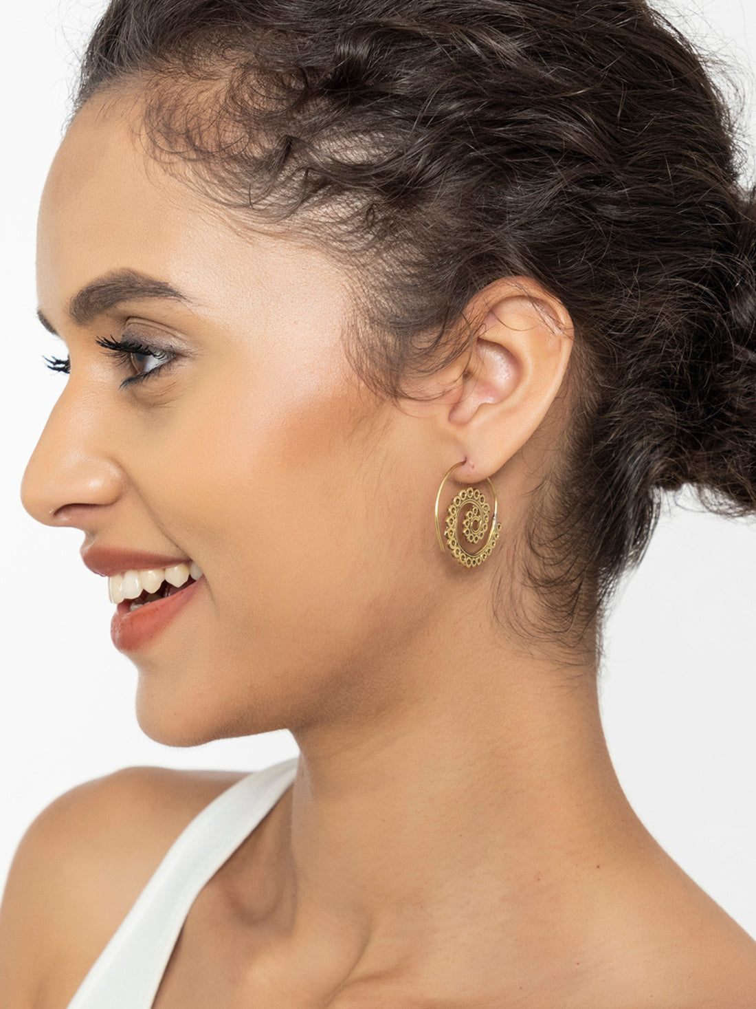 Work Wear Hoops Earrings - Western Gold-Plated Brass Earrings By Studio One Love