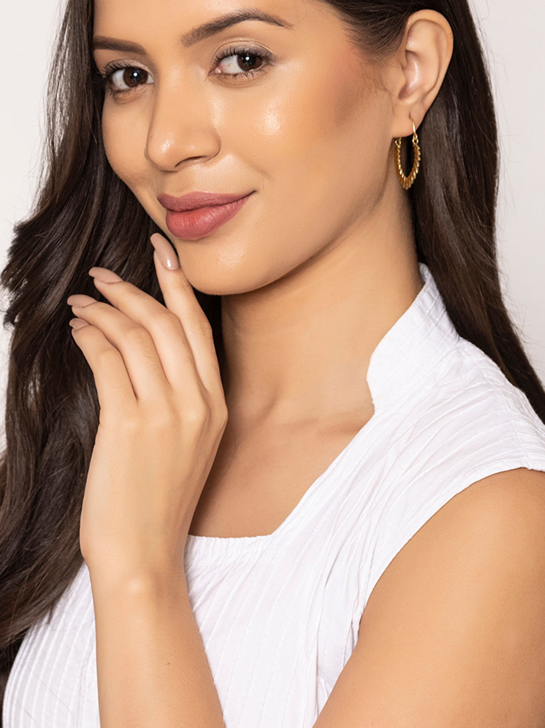 Work Wear Hoops Earrings - Western Gold-Plated Brass Earrings By Studio One Love