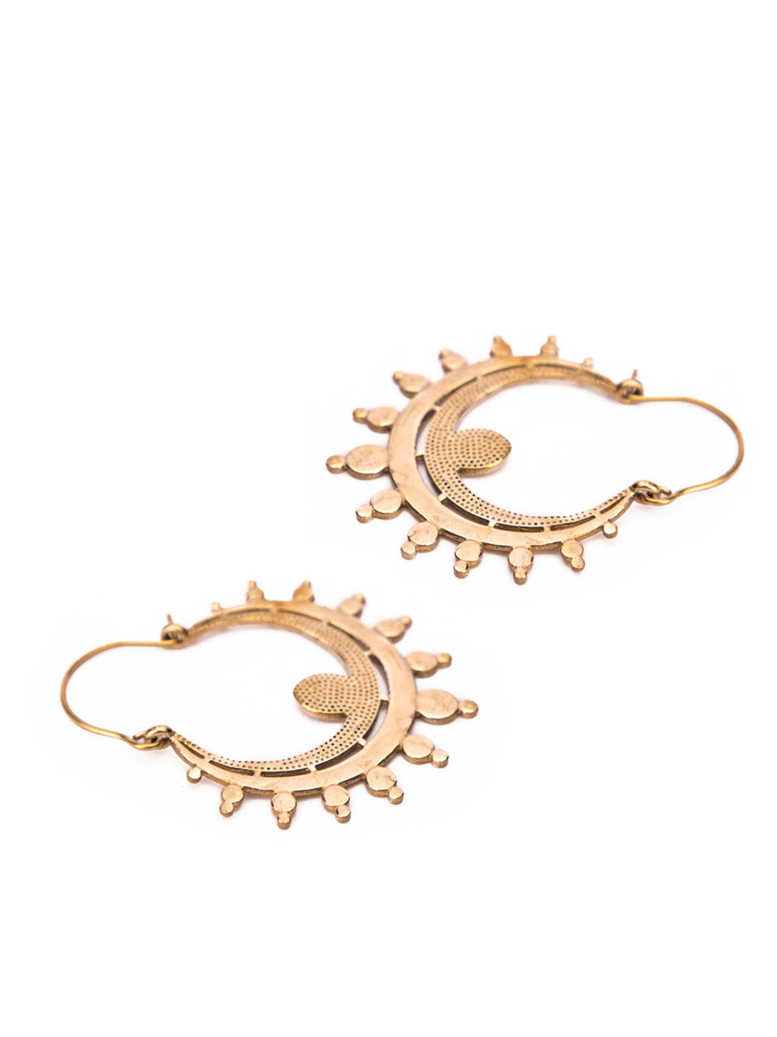 Work Wear Hoops Earrings - Western Gold-Plated Brass Earrings By Studio One Love