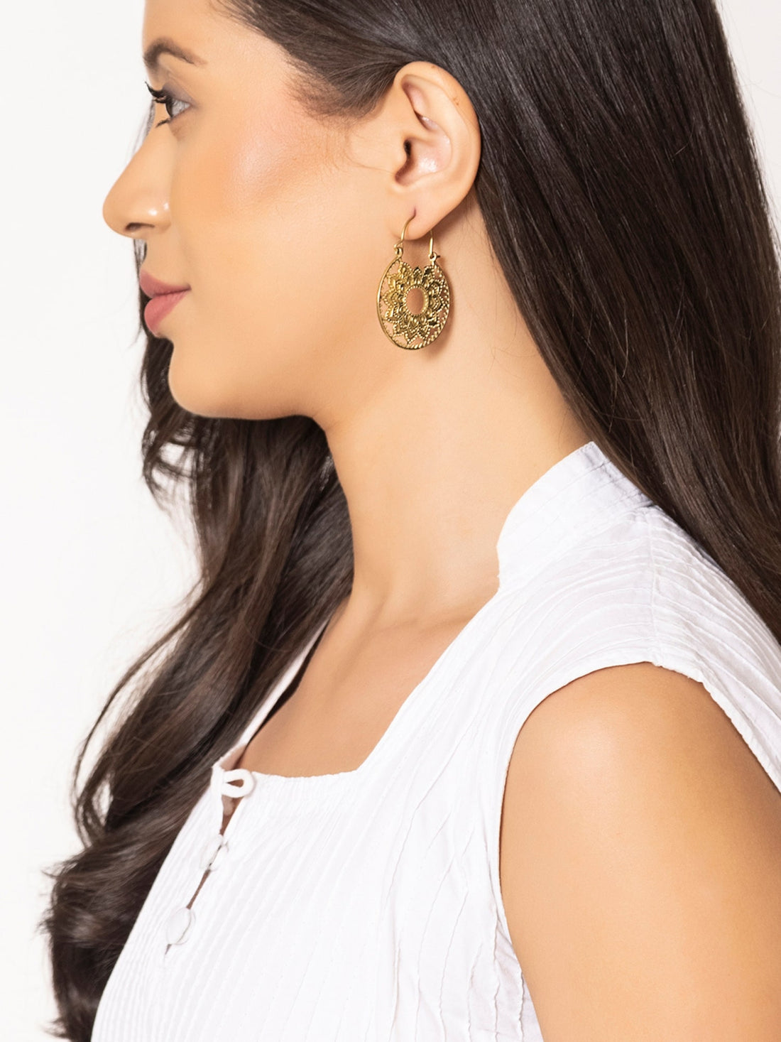 Festive Wear Hoops Earrings - Traditional Gold-Plated Brass Earrings By Studio One Love