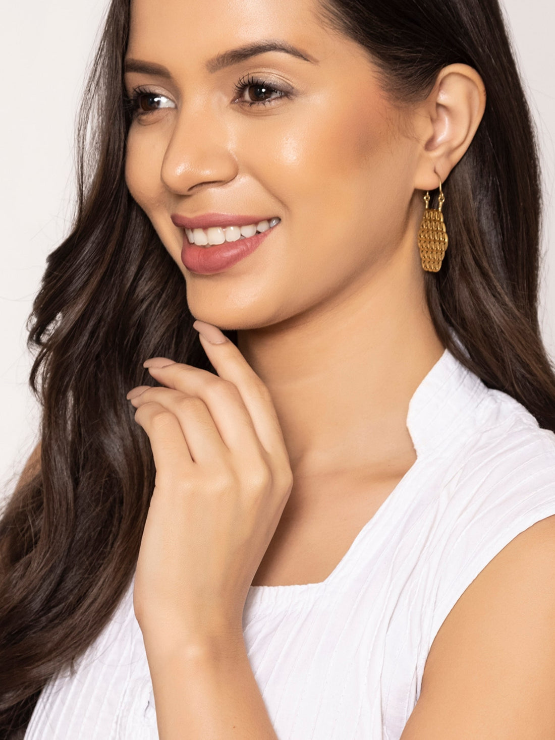 Work Wear Hoops Earrings - Western Gold-Plated Brass Earrings By Studio One Love