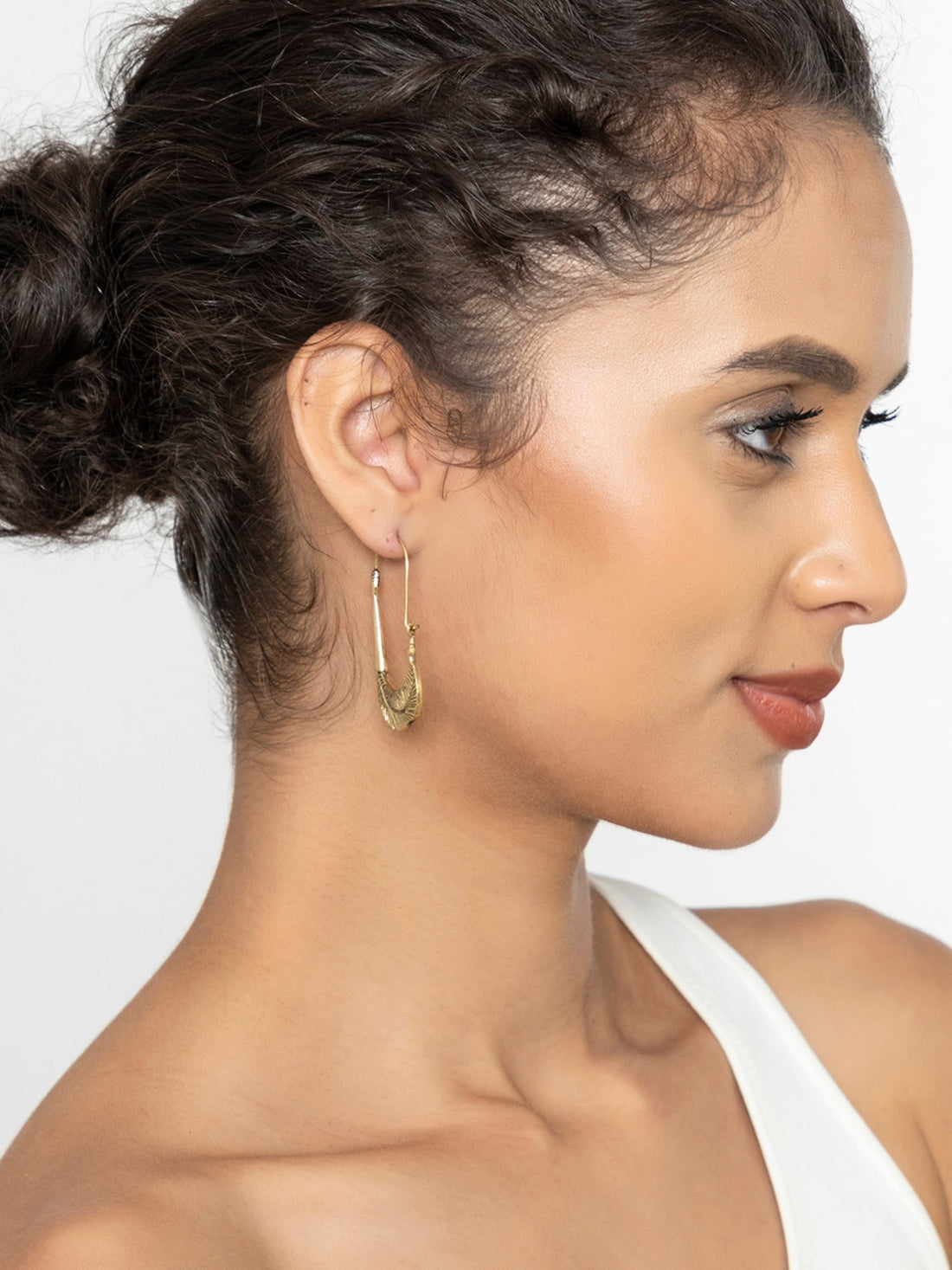 Festive Wear Hoop Earrings - Western Gold-Plated Brass Earrings By Studio One Love