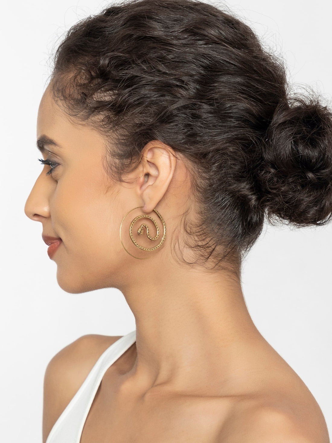 Work Wear Hoops Earrings - Western Gold-Plated Brass Earrings By Studio One Love