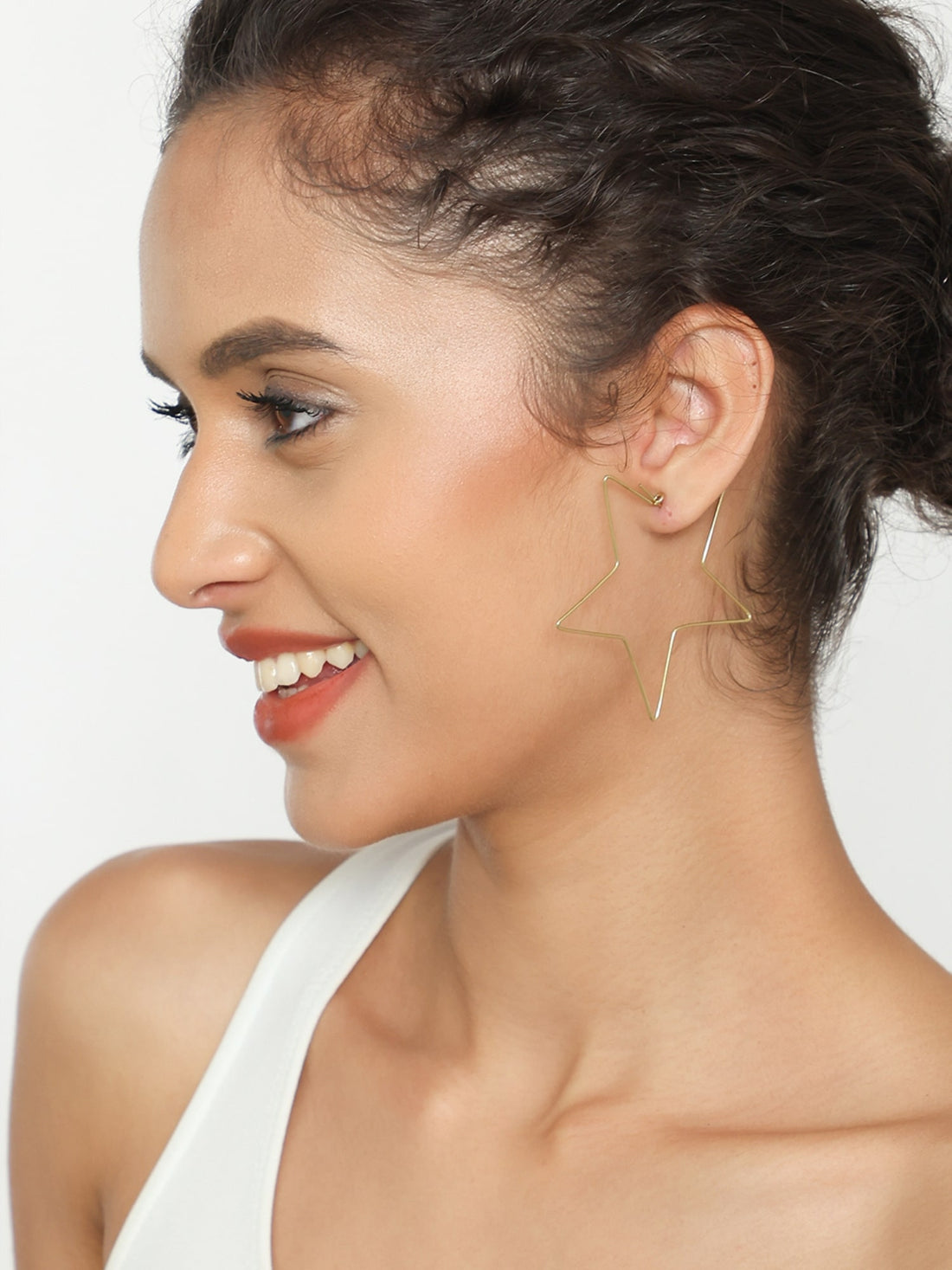 Work Wear Hoops Earrings - Western Gold-Plated Brass Earrings By Studio One Love