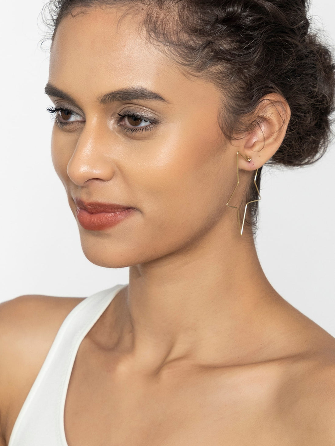 Work Wear Hoops Earrings - Western Gold-Plated Brass Earrings By Studio One Love