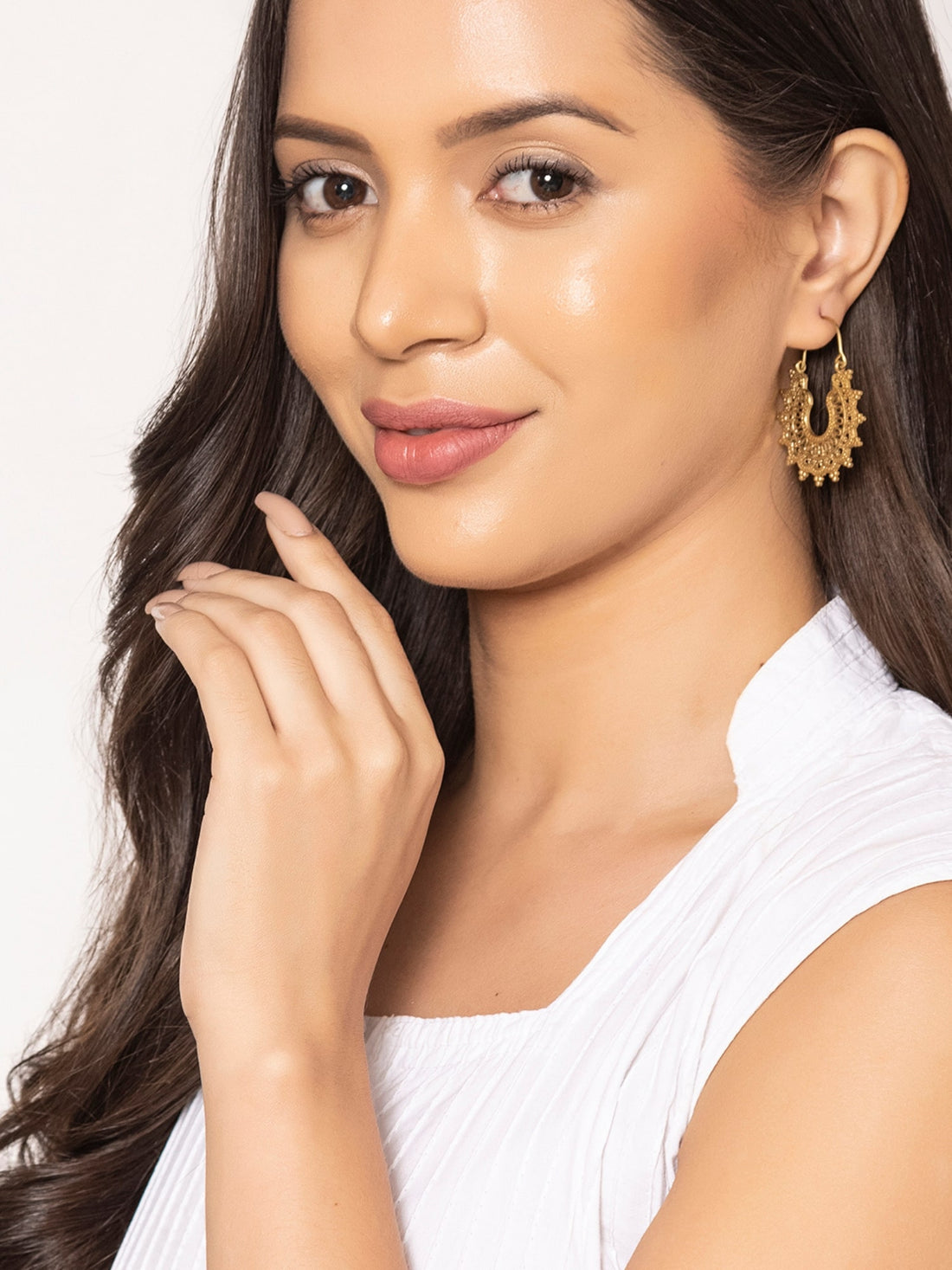 Daily Wear Hoops Earrings - Traditional Gold-Plated Brass Earrings By Studio One Love