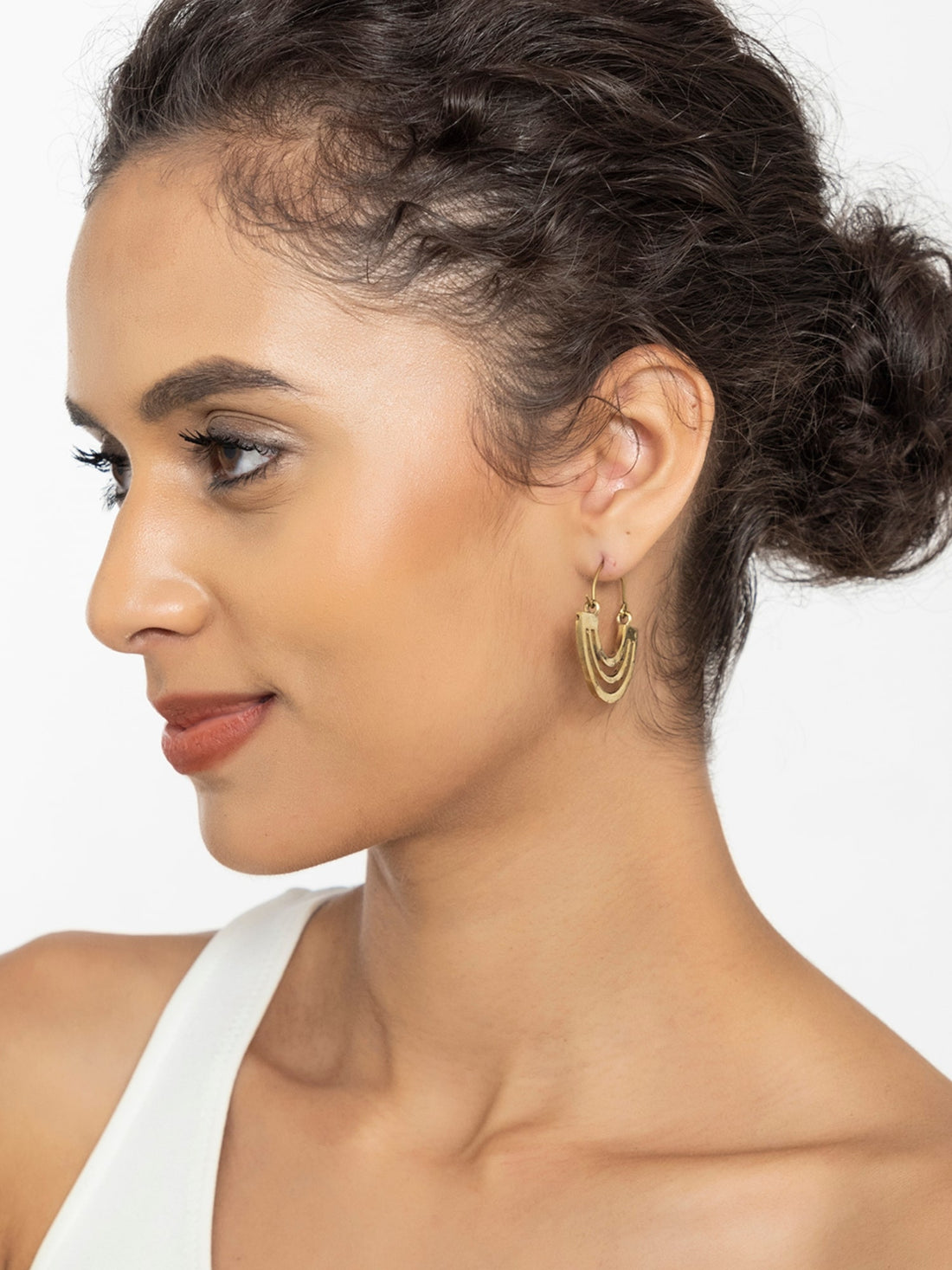 Daily Wear Hoops Earrings - Western Gold-Plated Brass Earrings By Studio One Love