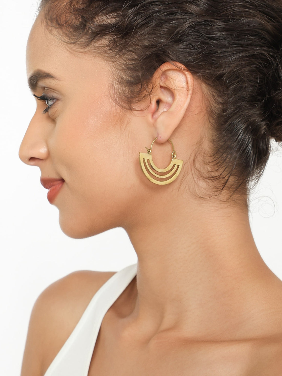 Daily Wear Hoops Earrings - Western Gold-Plated Brass Earrings By Studio One Love