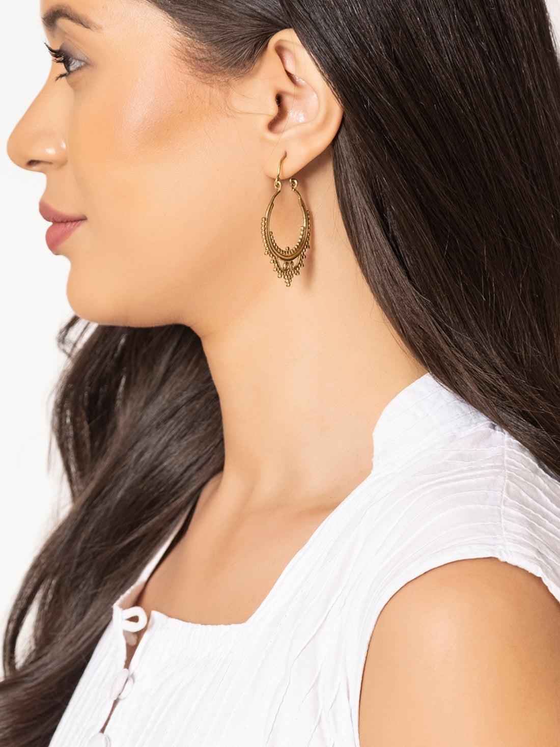 Daily Wear Hoops Earrings - Traditional Gold-Plated Brass Earrings By Studio One Love