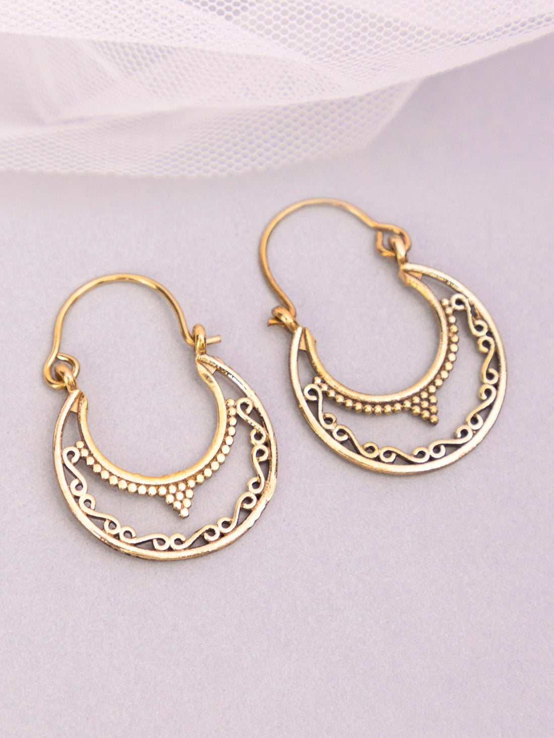 Daily Wear Hoops Earrings - Traditional Gold-Plated Brass Earrings By Studio One Love