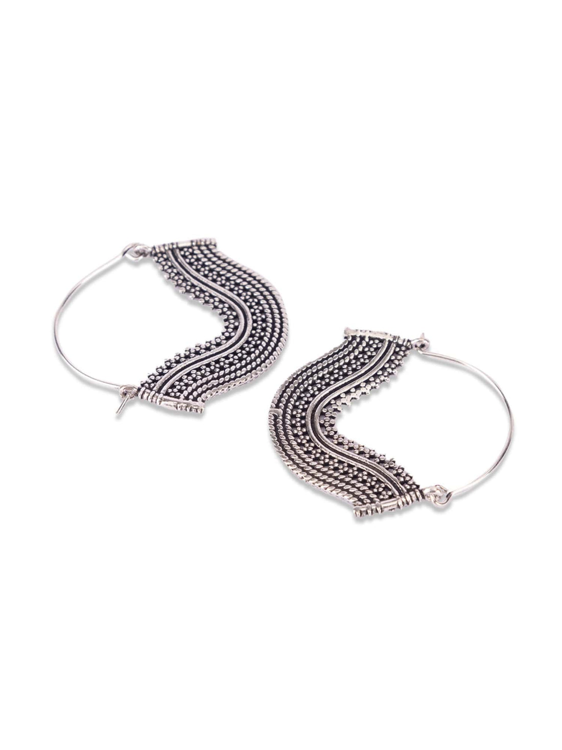 Daily Wear Hoops Earrings - Ethnic Fusion Gold and Silver-Plated Brass Earrings By Studio One Love