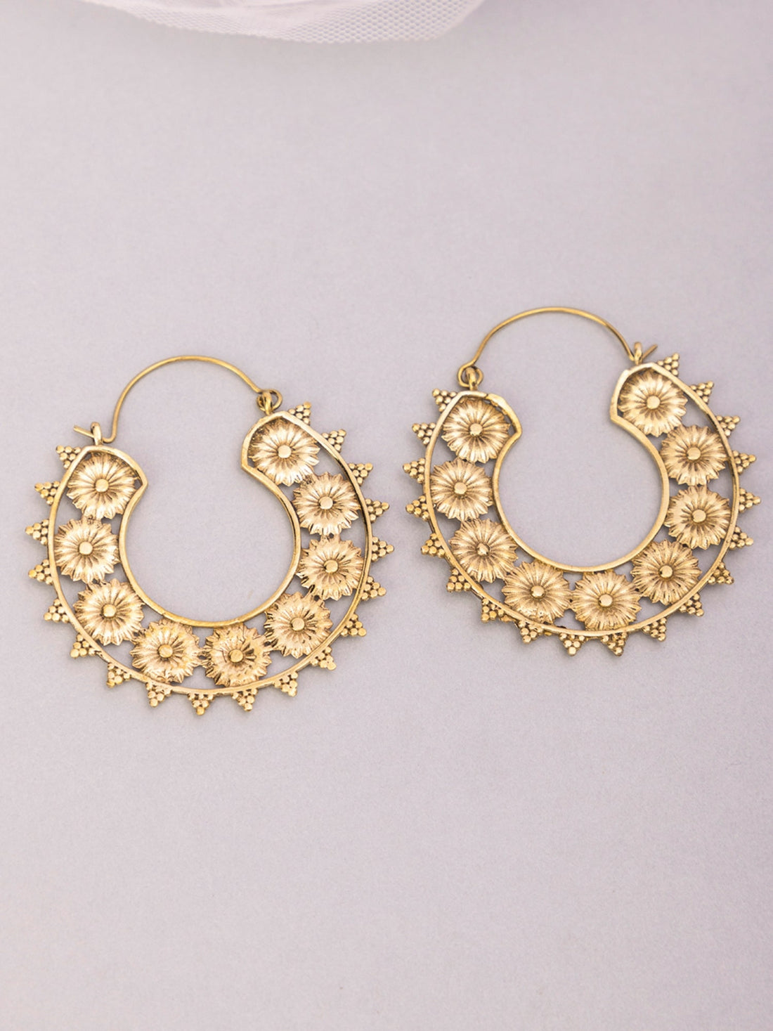 Festive Wear Hoops Earrings - Traditional Gold-Plated Brass Earrings By Studio One Love