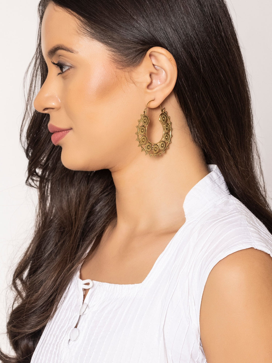 Festive Wear Hoops Earrings - Traditional Gold-Plated Brass Earrings By Studio One Love