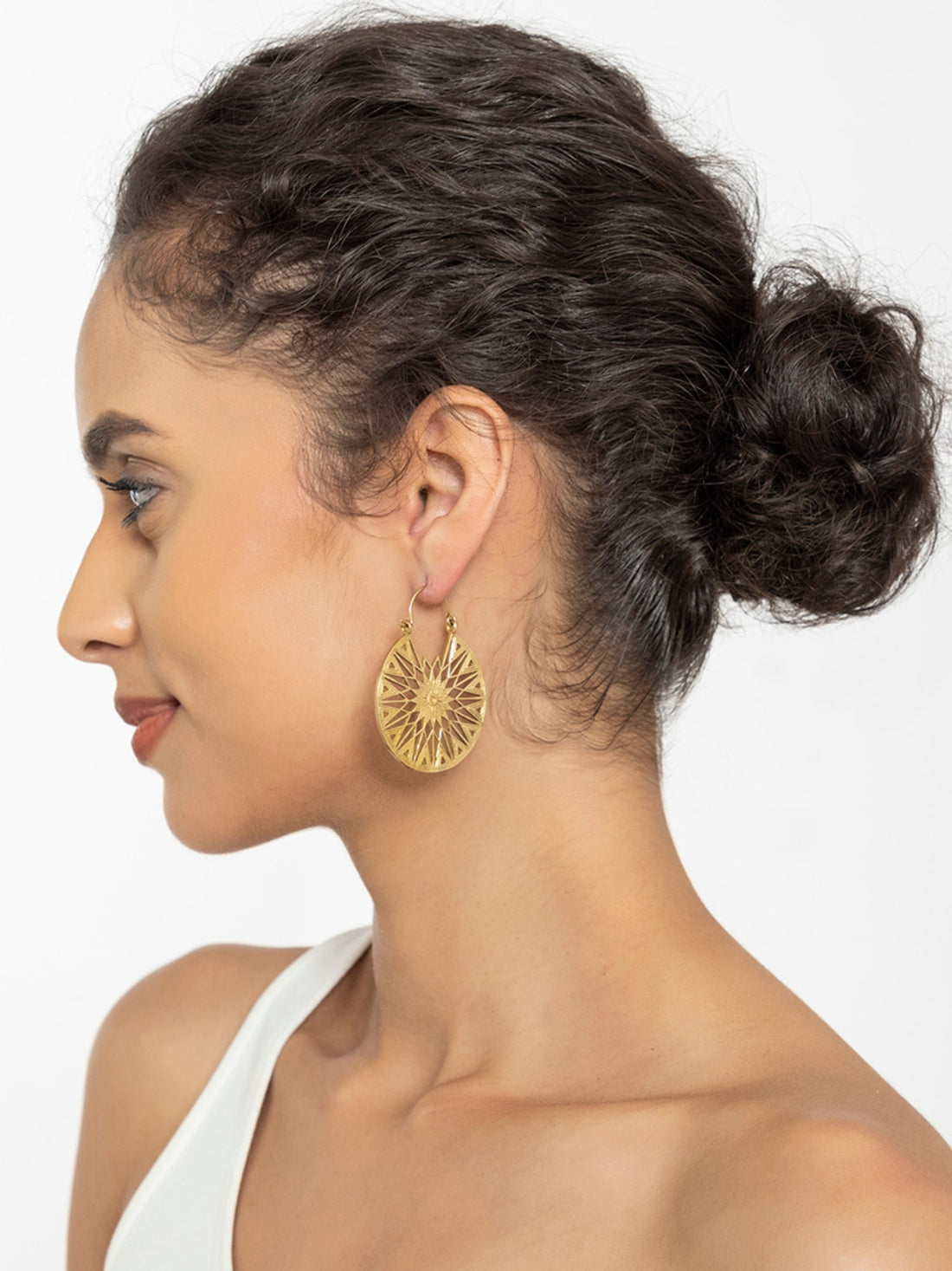 Festive Wear Hoops Earrings - Traditional Gold-Plated Brass Earrings By Studio One Love