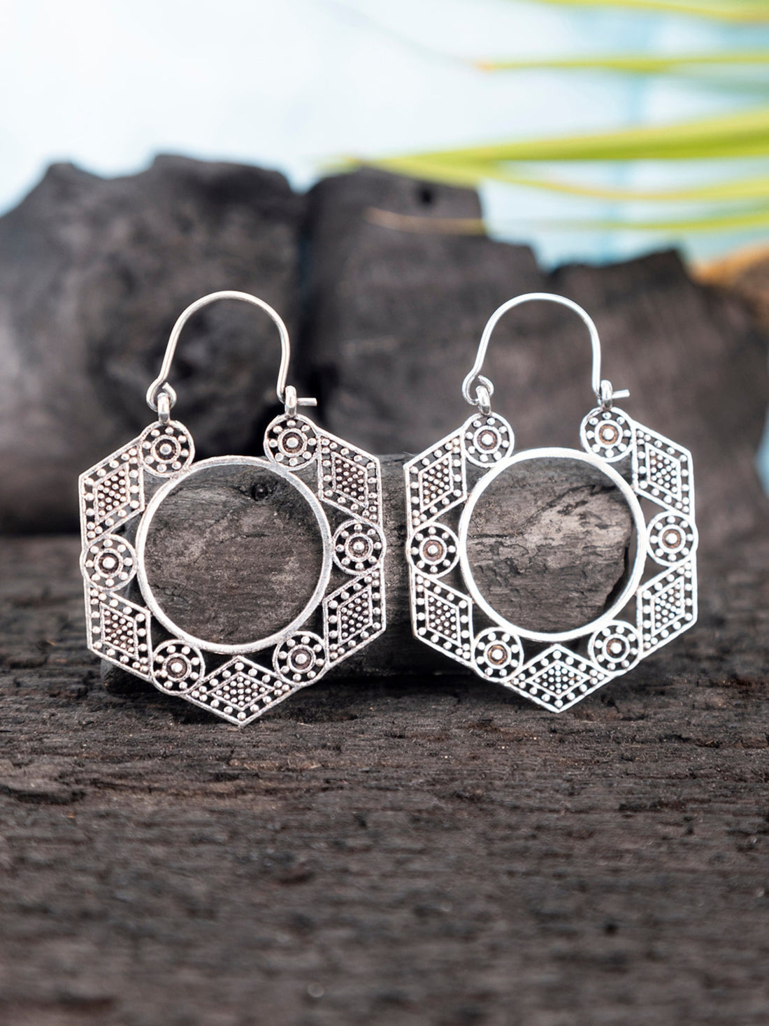 Daily Wear Hoops Earrings - Ethnic Opulence Gold and Silver-Plated Brass Earrings By Studio One Love