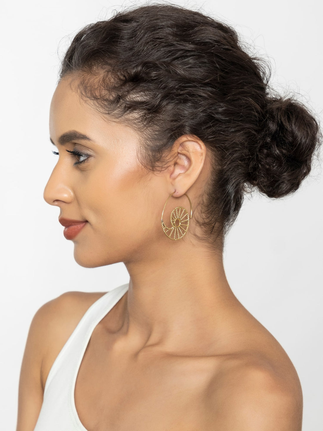 Work Wear Hoops Earrings - Pure Harmony Gold and Silver-Plated Brass Earrings By Studio One Love