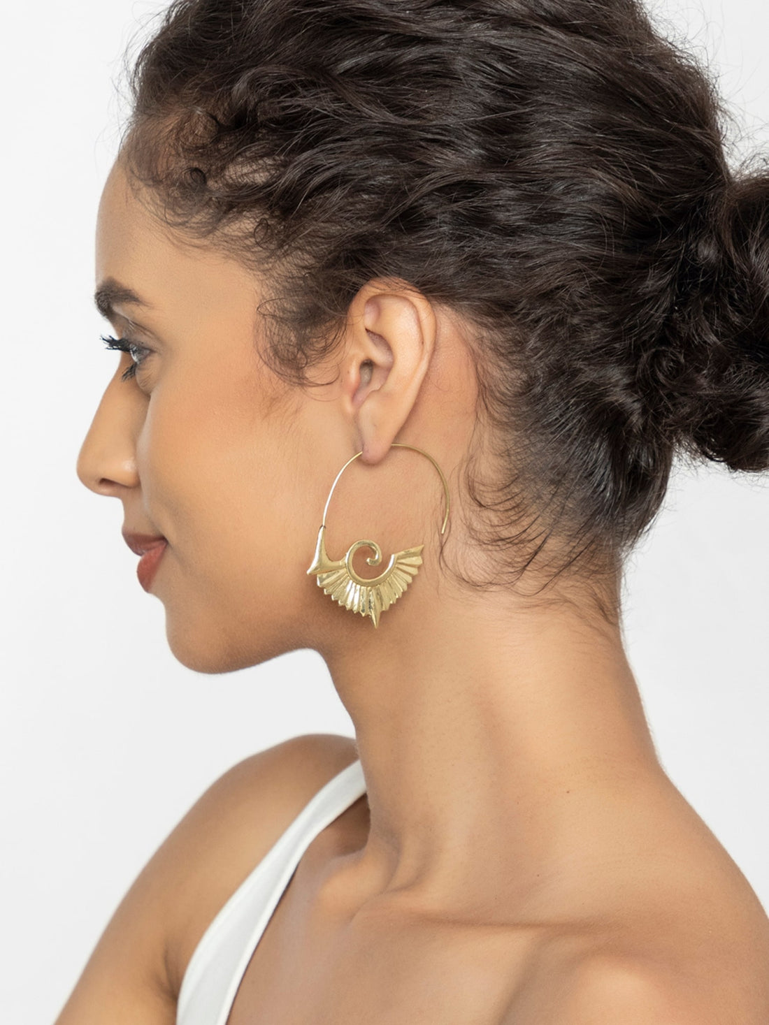 Party Wear Hoops Earrings - Western Gold-Plated Brass Earrings By Studio One Love