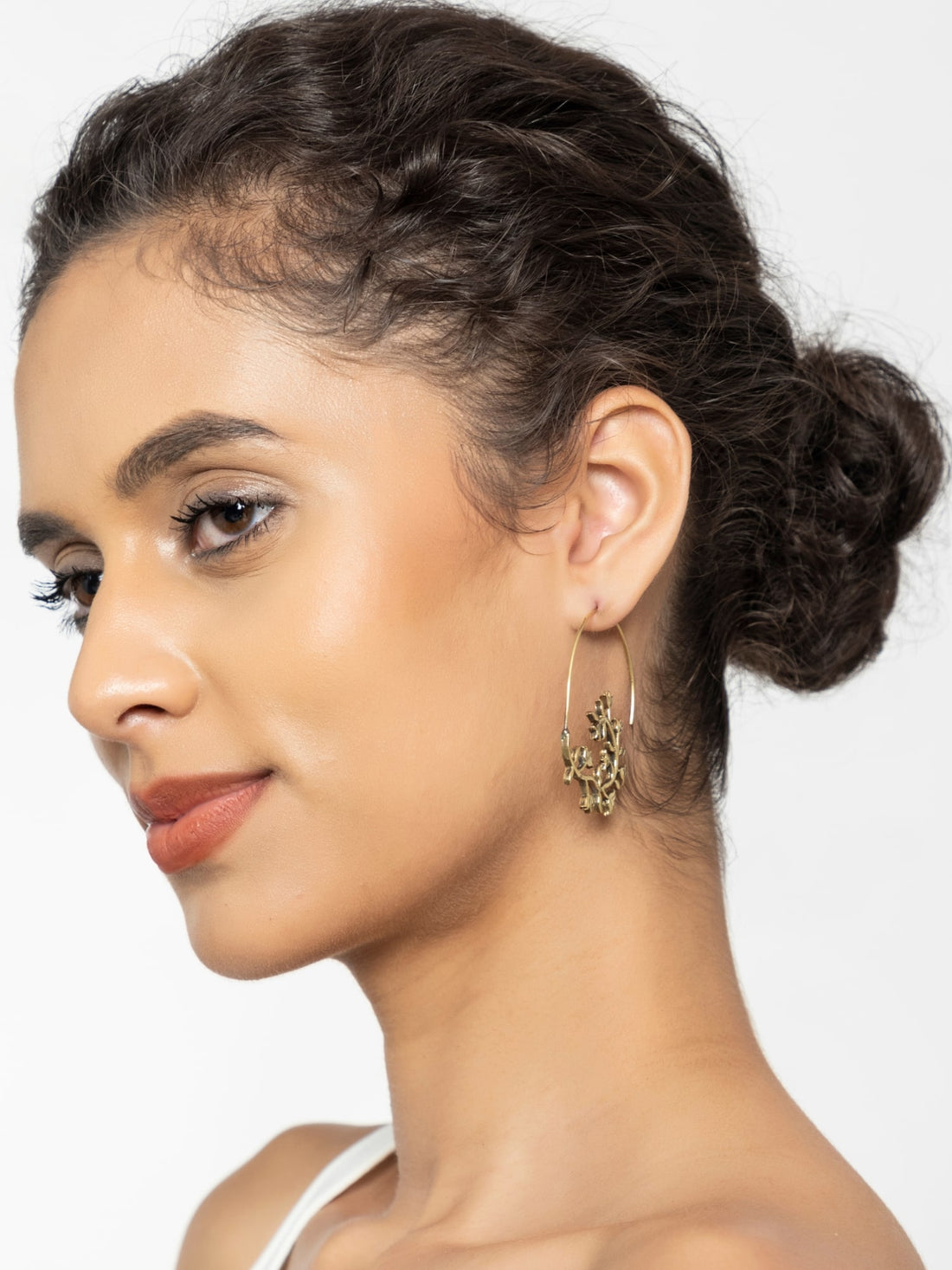 Work Wear Hoops Earrings - Western Gold-Plated Brass Earrings By Studio One Love