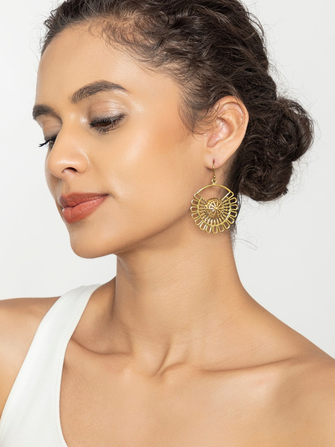 Festive Wear Drops and Danglers Earrings - Western Gold-Plated Brass Earrings By Studio One Love