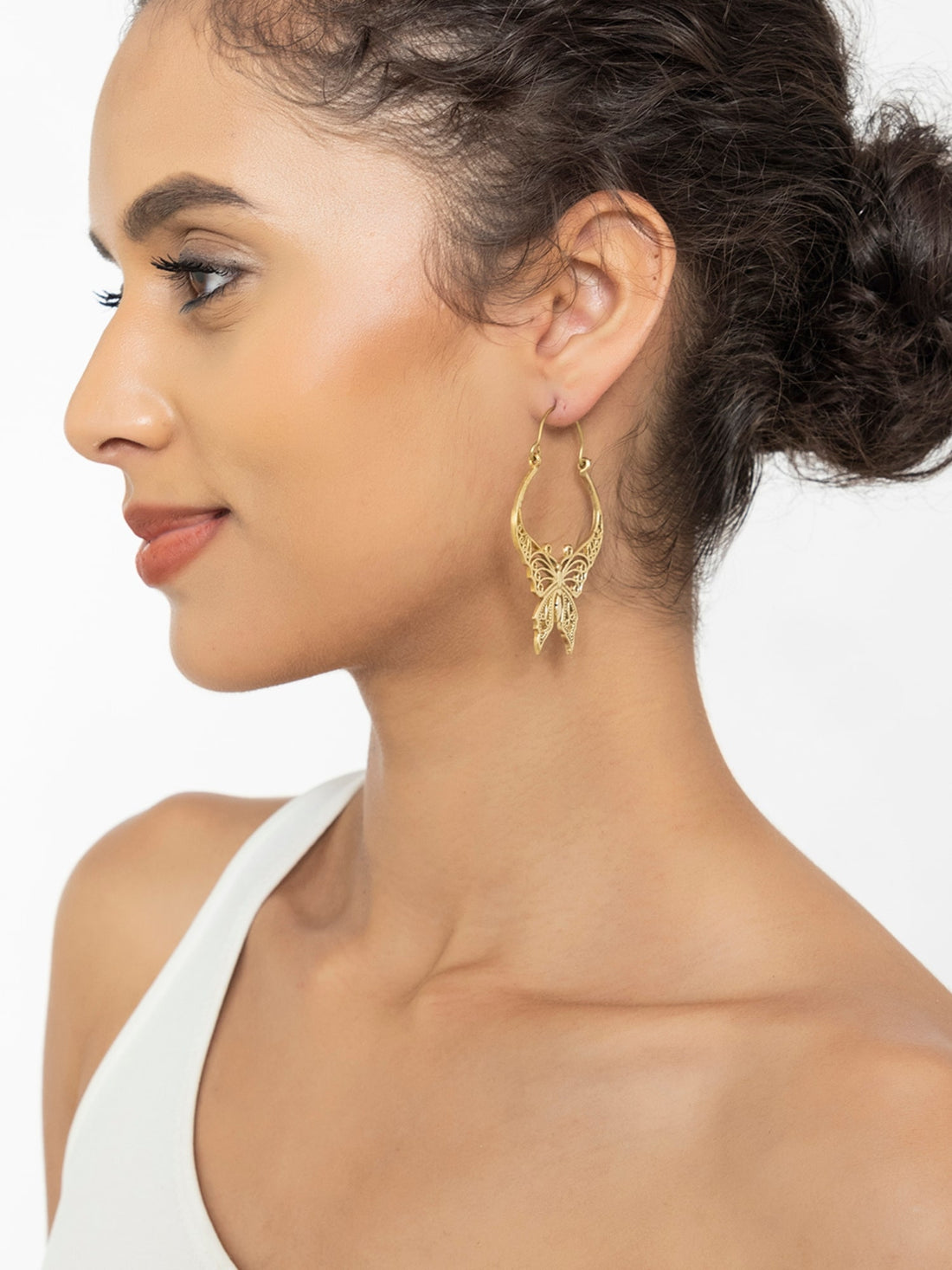 Party Wear Hoops Earrings - Western Gold-Plated Brass Earrings By Studio One Love