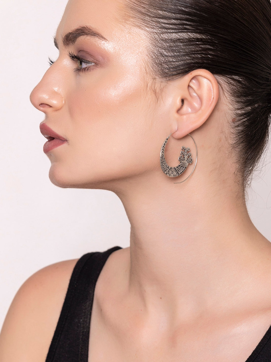 Party Wear Hoops Earrings - Party Elegance Silver-Plated Brass Earrings By Studio One Love