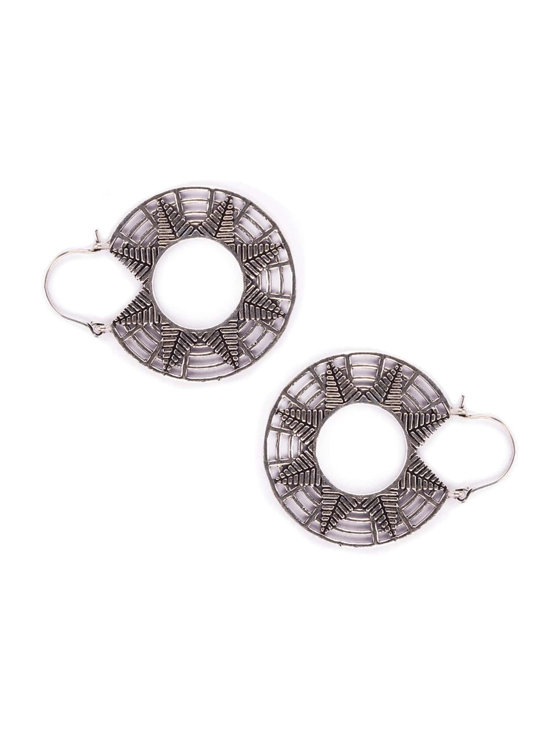 Daily Wear Hoops Earrings - Geometric Harmony Silver-Plated Brass Earrings By Studio One Love