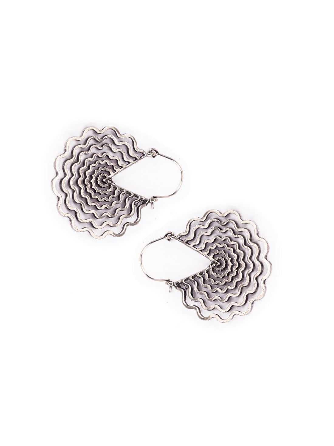 Daily Wear Hoops Earrings - Cascading Circles Silver-Plated Brass Earrings By Studio One Love