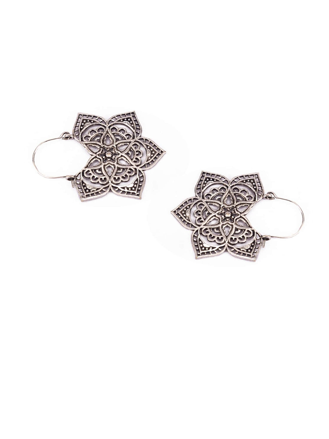 Daily Wear Hoops Earrings - Heritage Hues Silver-Plated Brass Earrings By Studio One Love