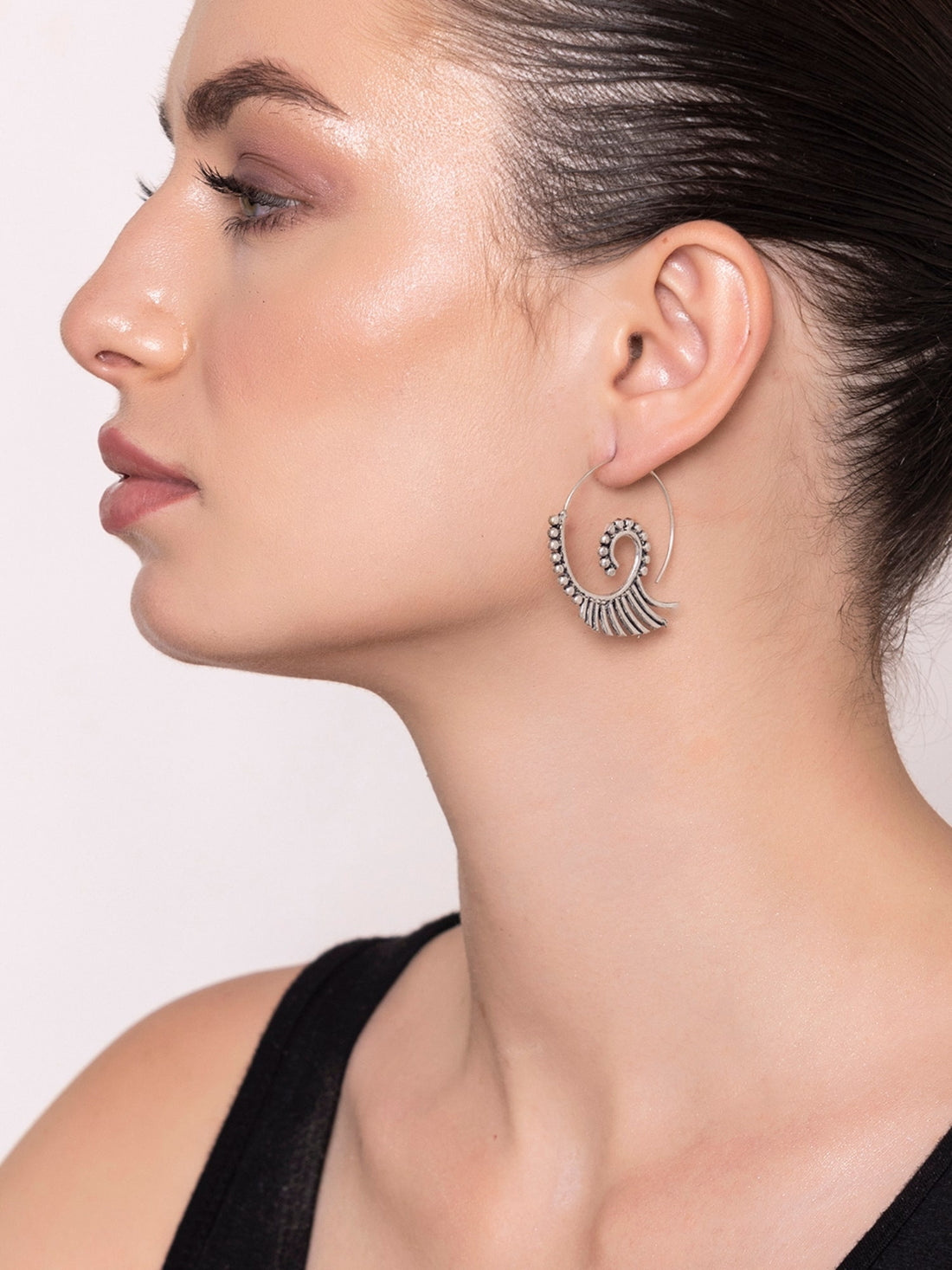 Party Wear Hoops Earrings - Urban Elegance Silver-Plated Brass Earrings By Studio One Love