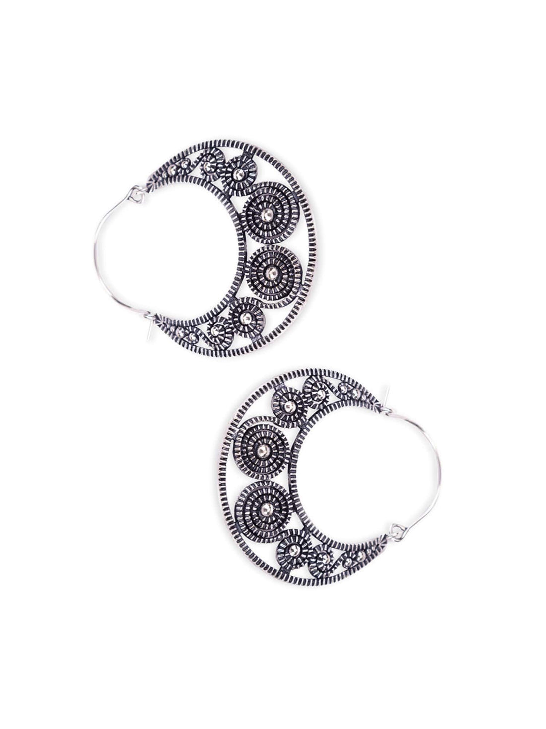 Festive Wear Hoops Earrings - Western Silver-Plated Brass Earrings By Studio One Love