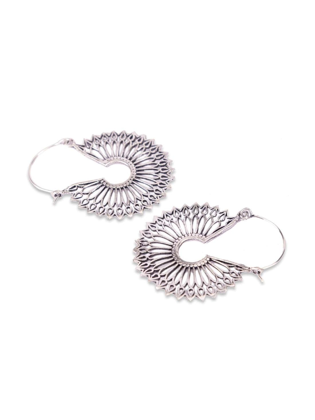 Daily Wear Hoops Earrings - Traditional Silver-Plated Brass Earrings By Studio One Love