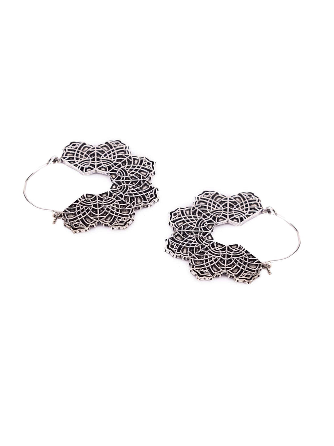 Festive Wear Hoops Earrings - Traditional Silver-Plated Brass Earrings By Studio One Love