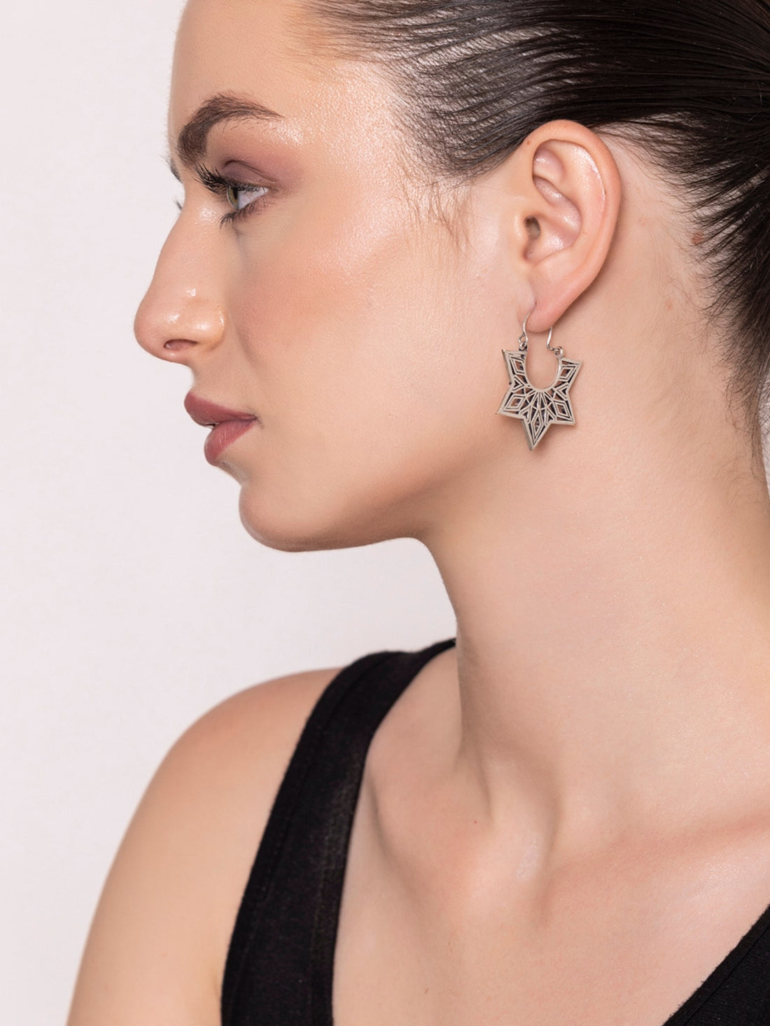 Work Wear Hoops Earrings - Western Silver-Plated Brass Earrings By Studio One Love