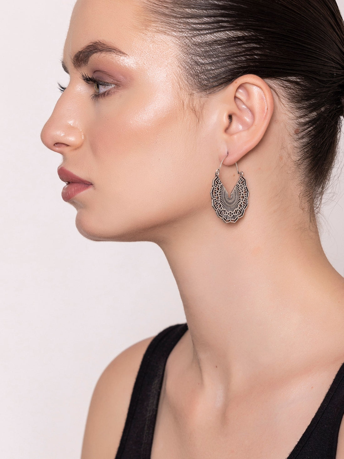 Work Wear Hoops Earrings - Western Silver-Plated Brass Earrings By Studio One Love