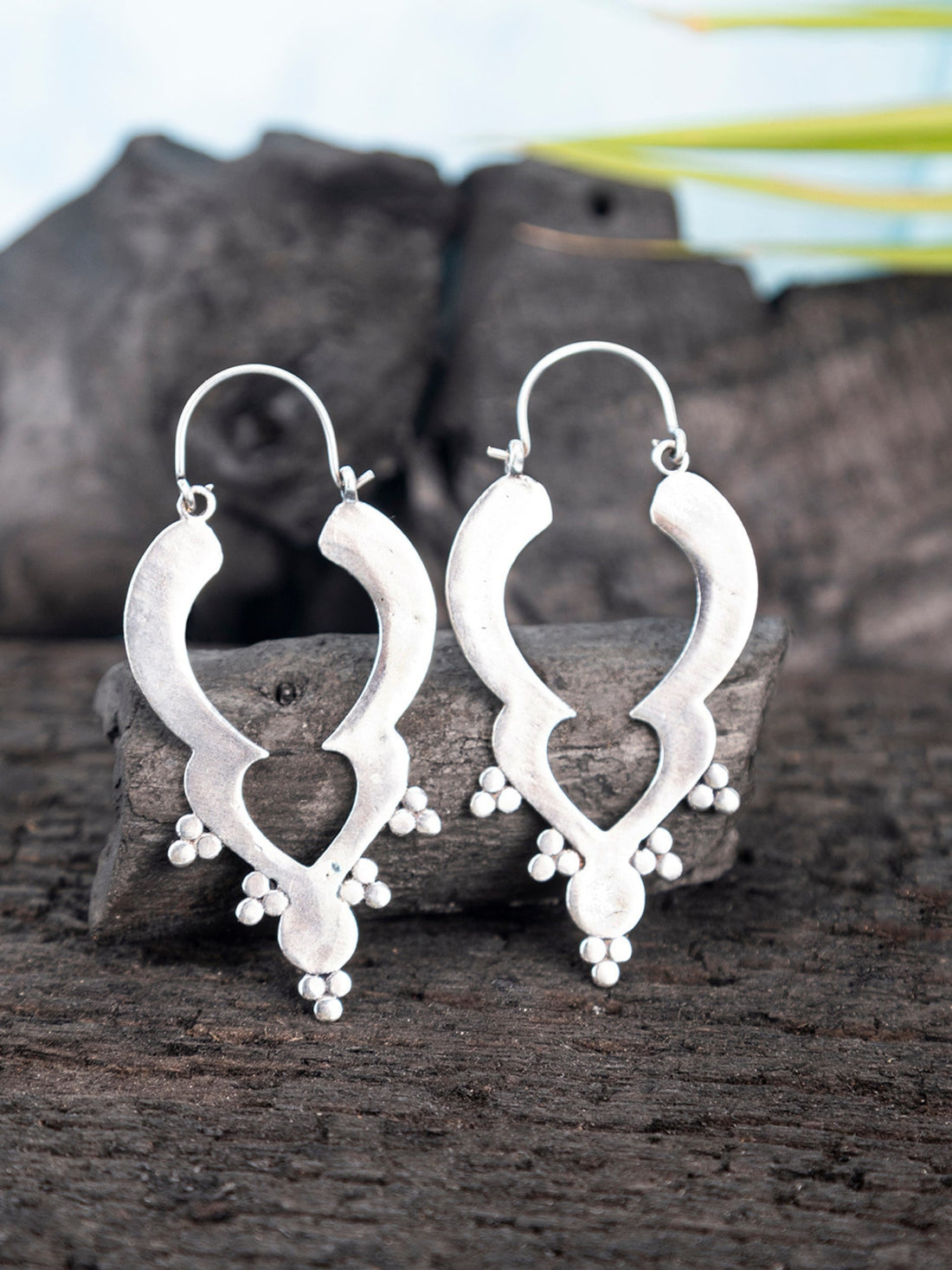 Festive Wear Hoops Earrings - Western Silver-Plated Brass Earrings By Studio One Love