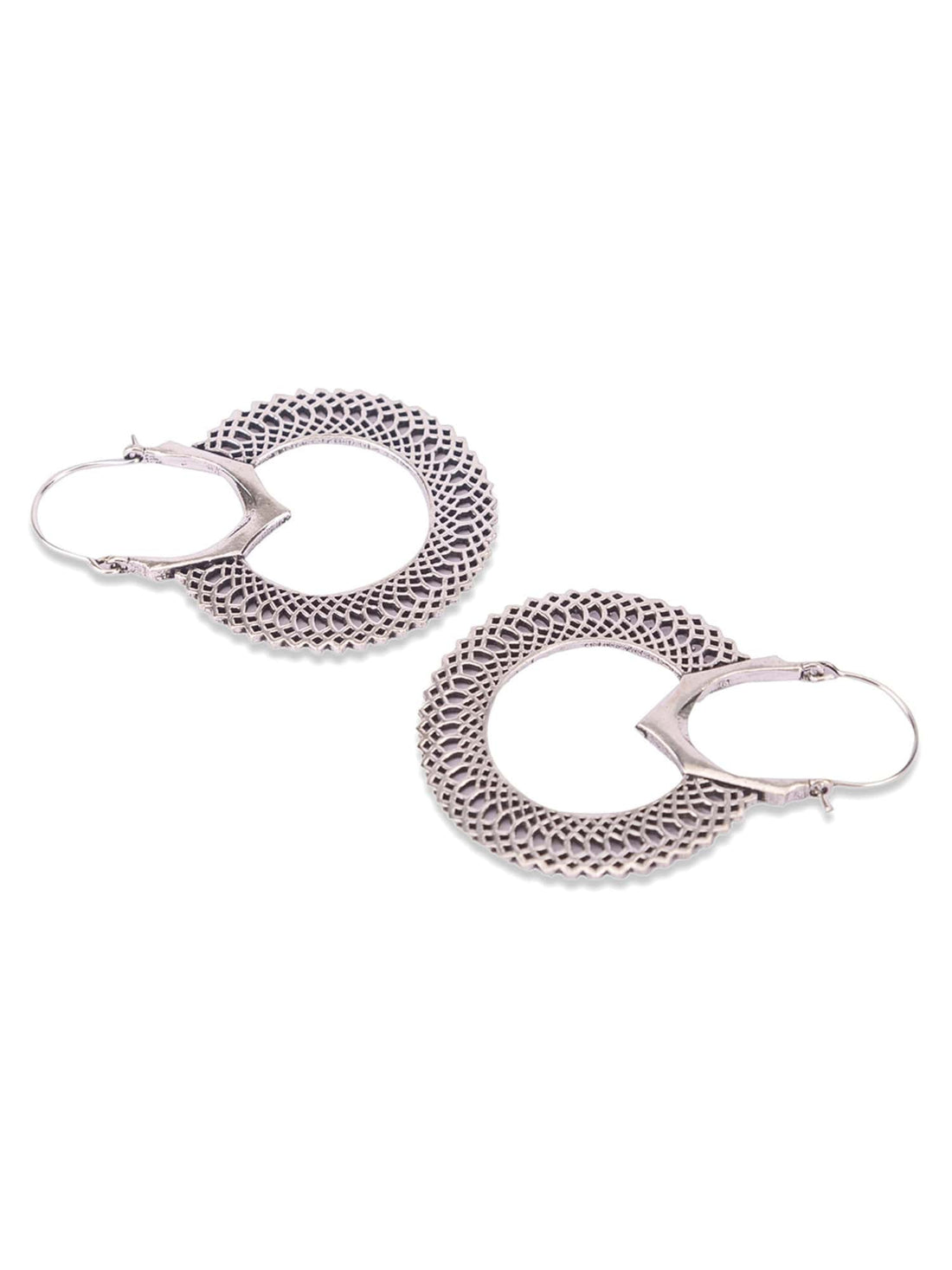 Festive Wear Hoops Earrings - Traditional Silver-Plated Brass Earrings By Studio One Love