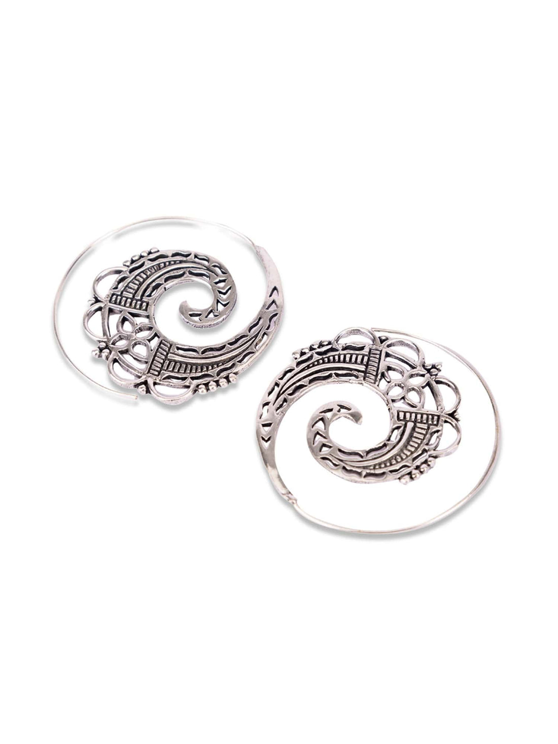 Festive Wear Hoops Earrings - Traditional Silver-Plated Brass Earrings By Studio One Love