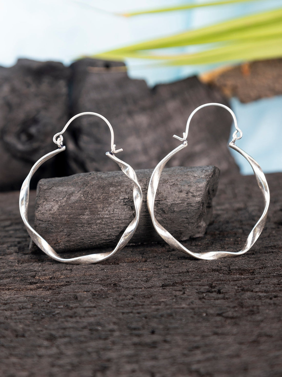 Work Wear Hoops Earrings - Minimal Silver-Plated Brass Earrings By Studio One Love