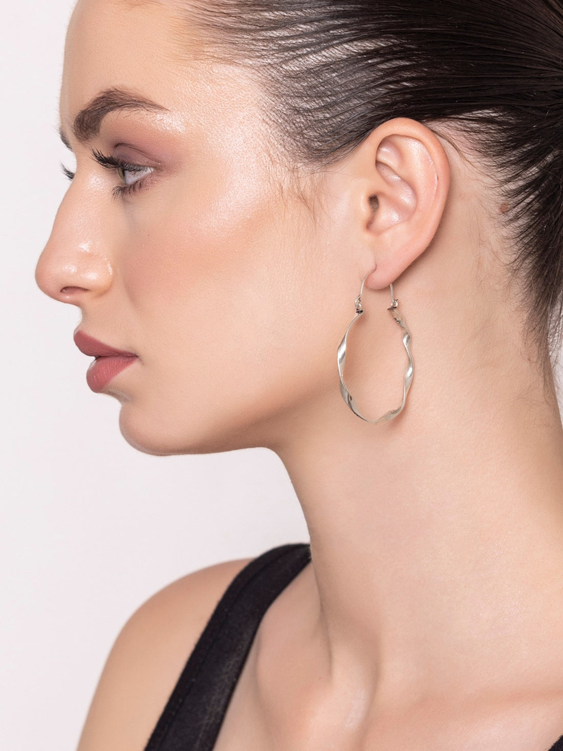 Work Wear Hoops Earrings - Minimal Silver-Plated Brass Earrings By Studio One Love