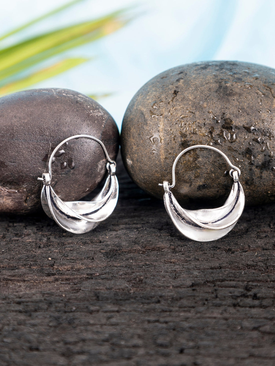 Work Wear Hoops Earrings - Minimal Silver-Plated Brass Earrings By Studio One Love