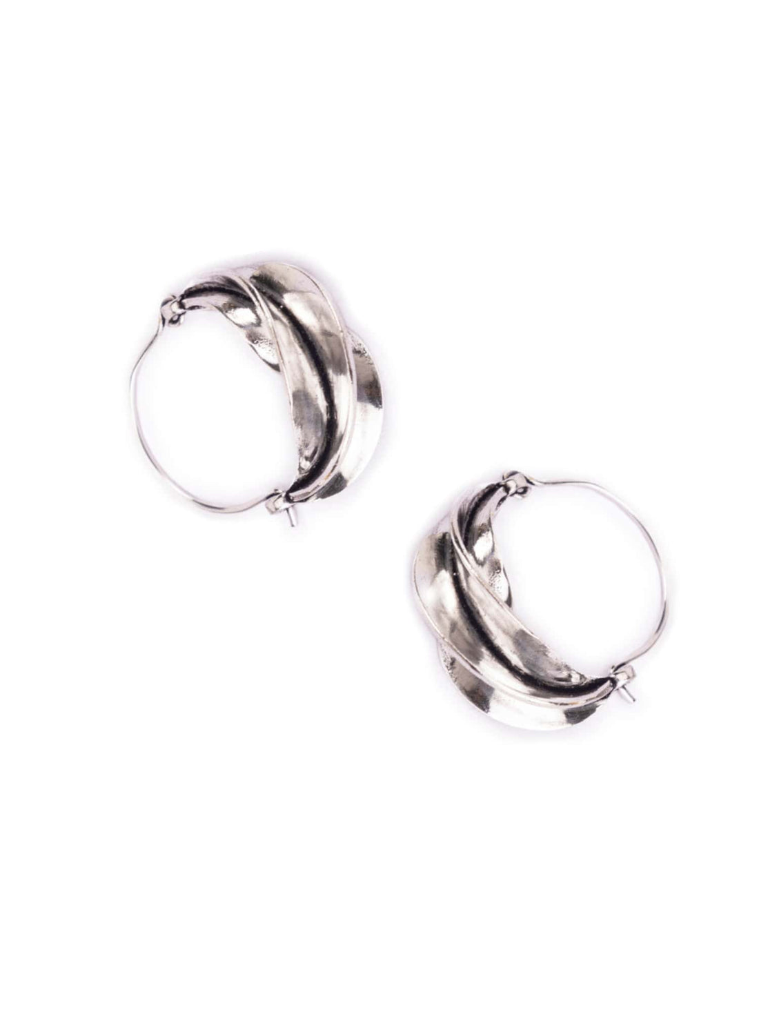 Work Wear Hoops Earrings - Minimal Silver-Plated Brass Earrings By Studio One Love