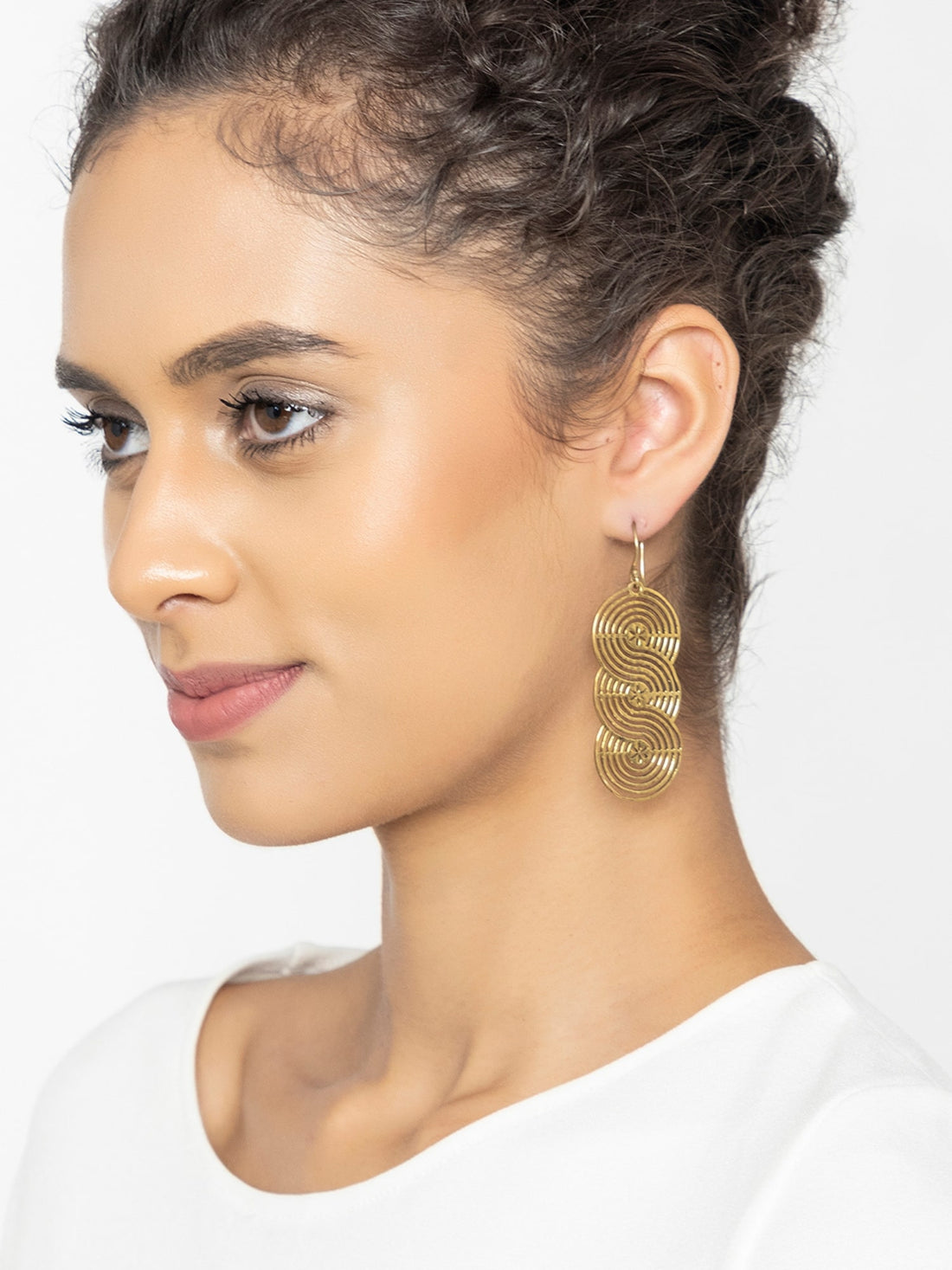Festive Wear Drops and Danglers Earrings - Minimal Gold and Silver-Plated Brass Earrings By Studio One Love
