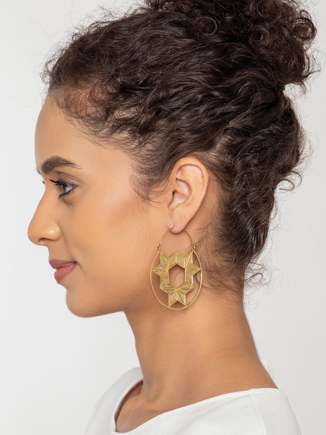 Party Wear Hoops Earrings - Statement Gold-Plated Brass Earrings By Studio One Love