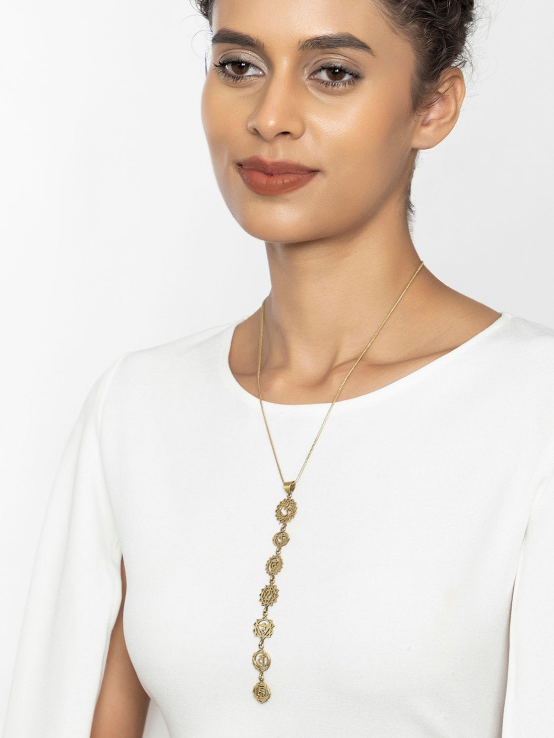 Brass-Plated Contemporary-Shaped Pendant with Chain By Studio One Love
