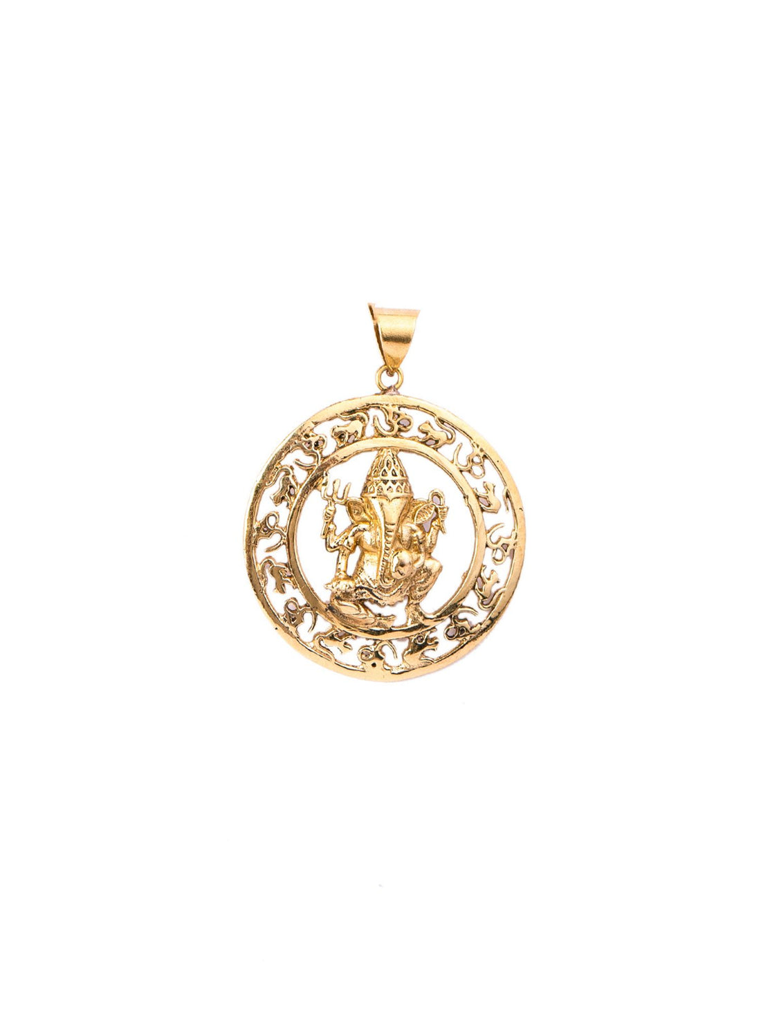 Women Brass-Plated Lord Ganesha Circular Pendant with Chain By Studio One Love